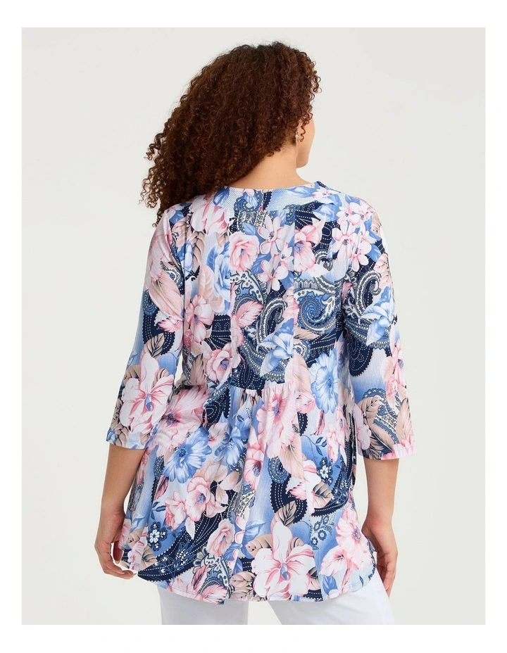 Sofia V-neck Tunic Blue/pink image 2