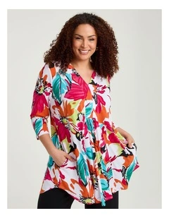 Sofia V-neck Tunic Pink Floral