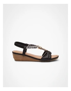 Glamour Wedge Sandal Black