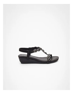 Jewel Bling Wedge Sandal Black