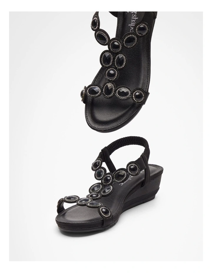 Jewel Bling Wedge Sandal Black image 5