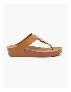 Round Bling Toe Post Sandal Tan