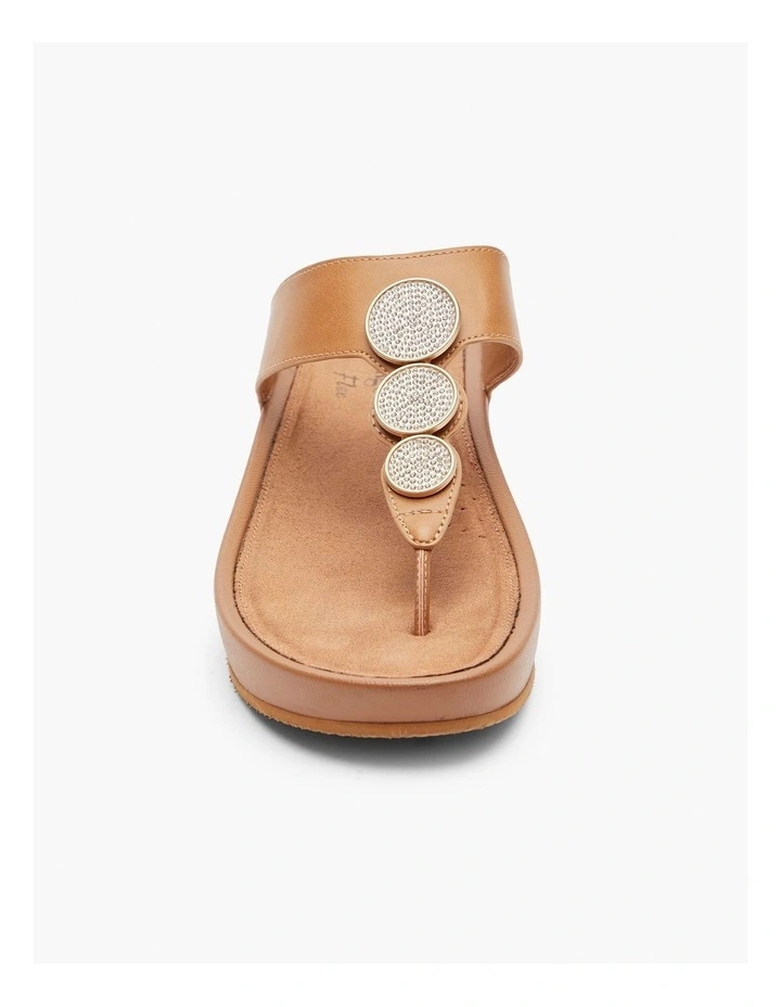 Round Bling Toe Post Sandal Tan image 3