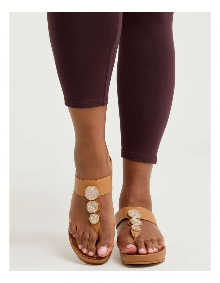 Round Bling Toe Post Sandal Tan image 6