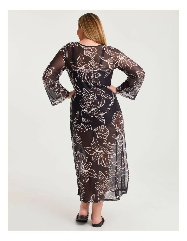 Tropic Noir Keyhole Mesh Swim Dress Print image 2