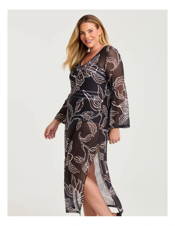 Tropic Noir Keyhole Mesh Swim Dress Print image 3