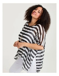 Chiffon Stripe Overtop in White/black Stripe
