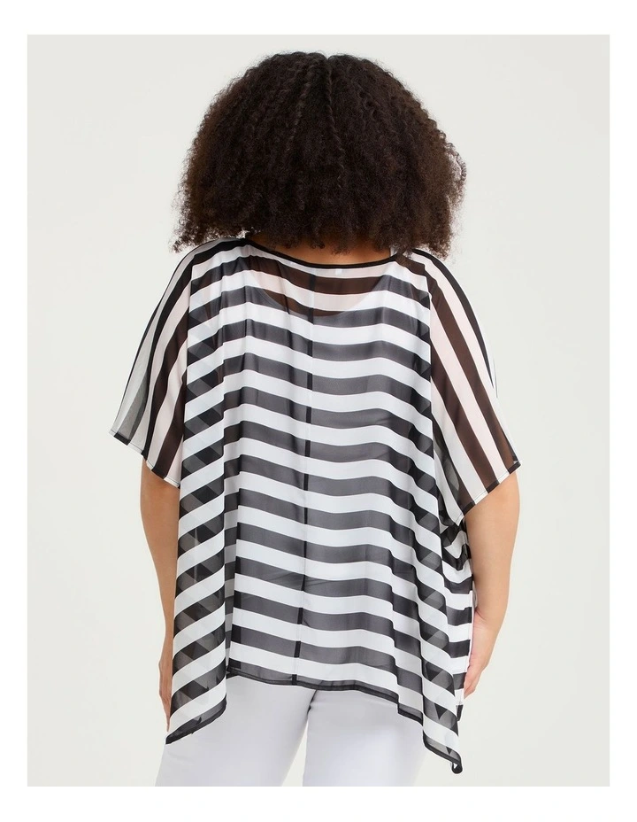 Chiffon Stripe Overtop in White/black Stripe image 2