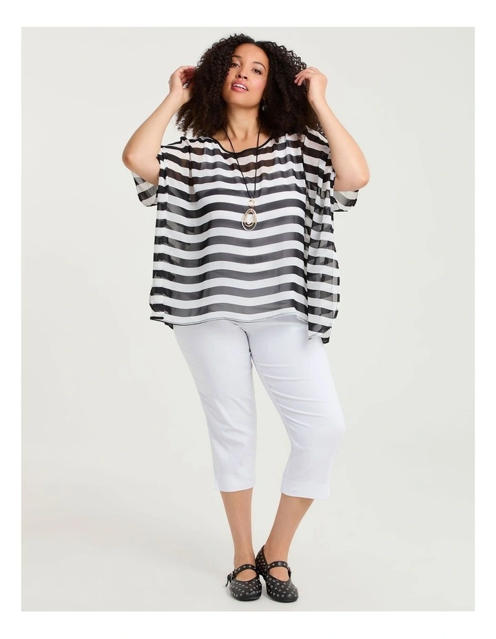 Chiffon Stripe Overtop in White/black Stripe image 3