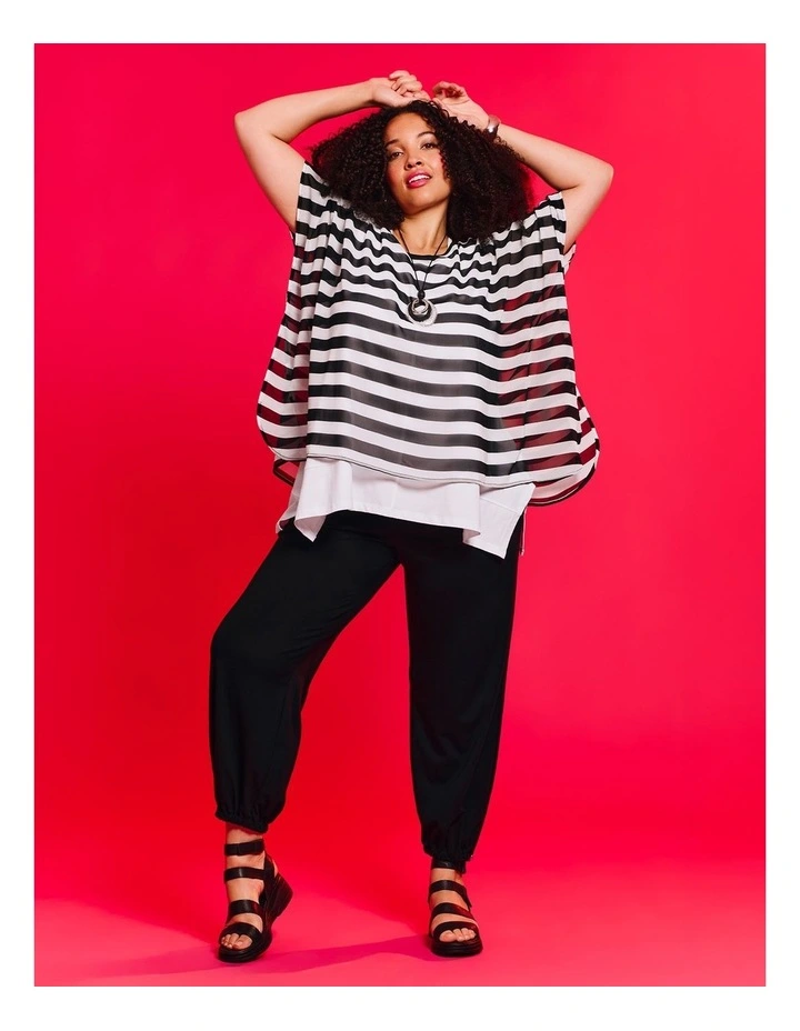 Chiffon Stripe Overtop in White/black Stripe image 4