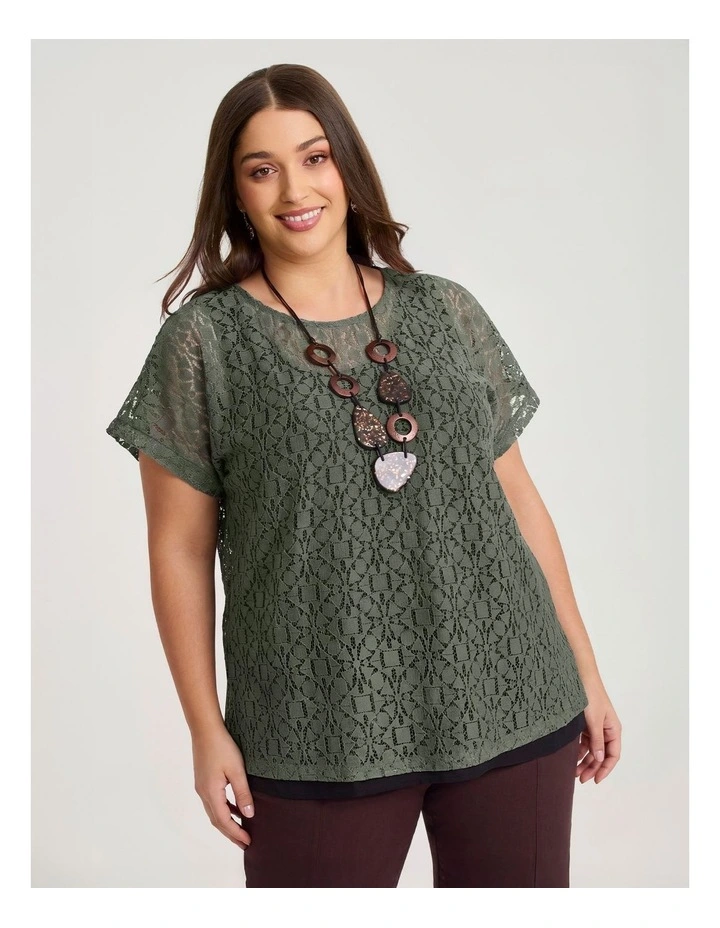 Cotton Lace Abstract Overtop Agave Green image 1