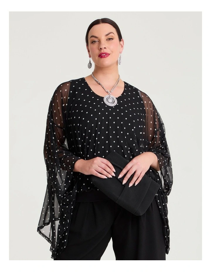 Polka Dot Mesh Party Top Black/white image 1