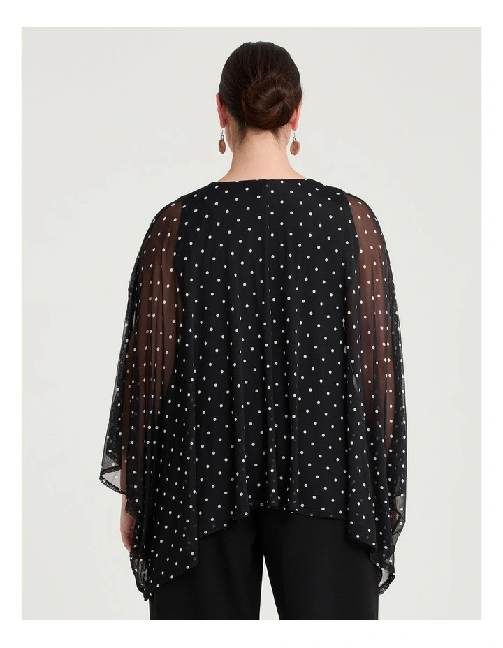 Polka Dot Mesh Party Top Black/white image 2