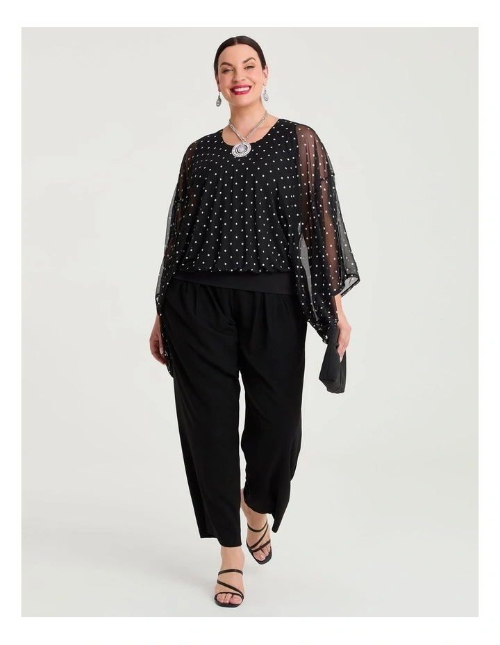 Polka Dot Mesh Party Top Black/white image 4