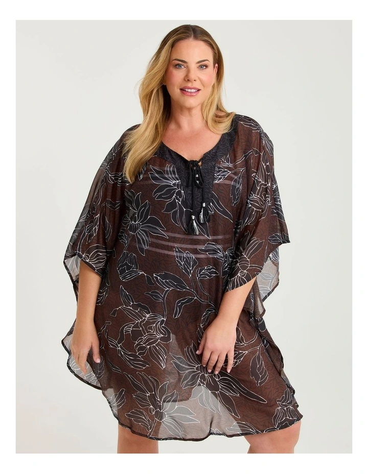 Natural Print Swim Poncho Multi image 1