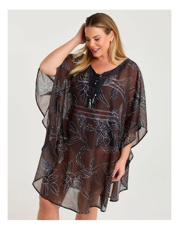 Natural Print Swim Poncho Multi image 3