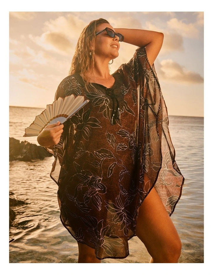 Natural Print Swim Poncho Multi image 6