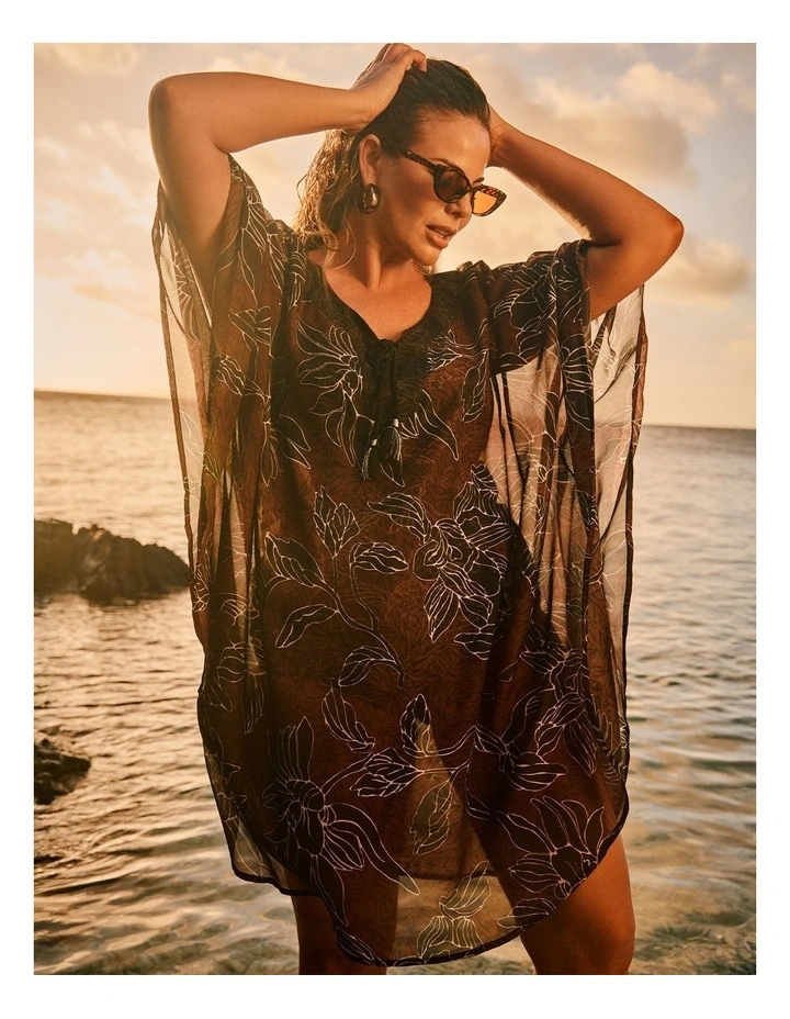Natural Print Swim Poncho Multi image 7