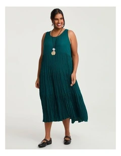 Pleated Enya Dress Deep Teal