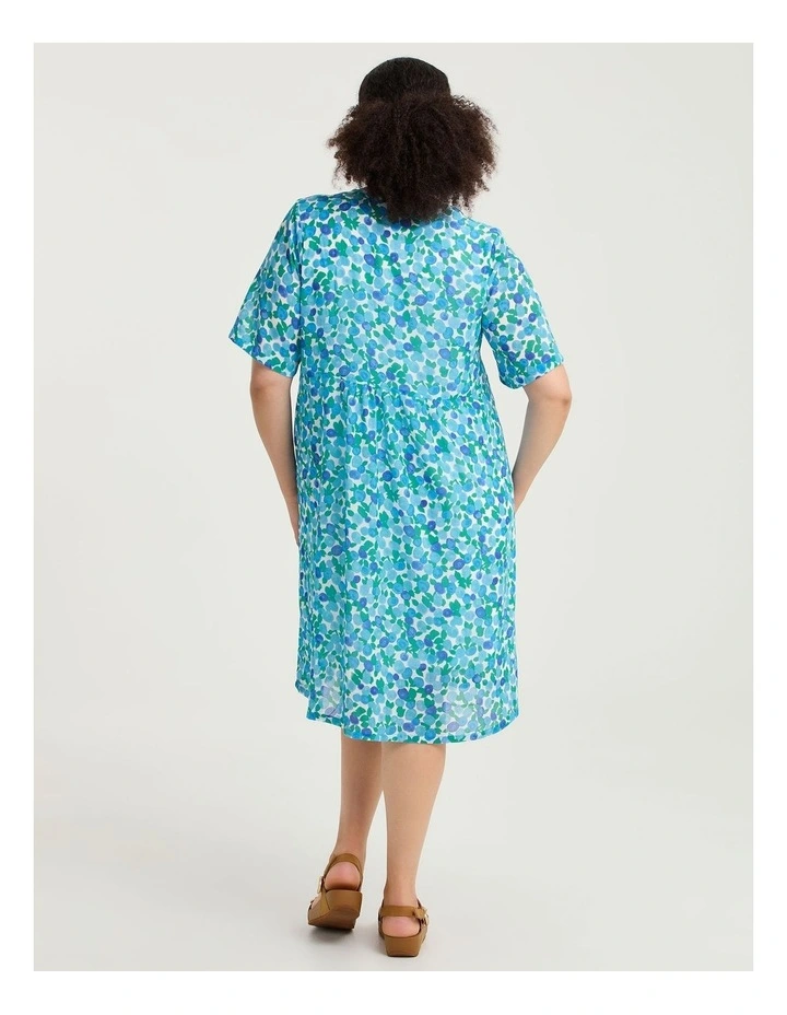 Crushed Empire Line Dress White/green image 2