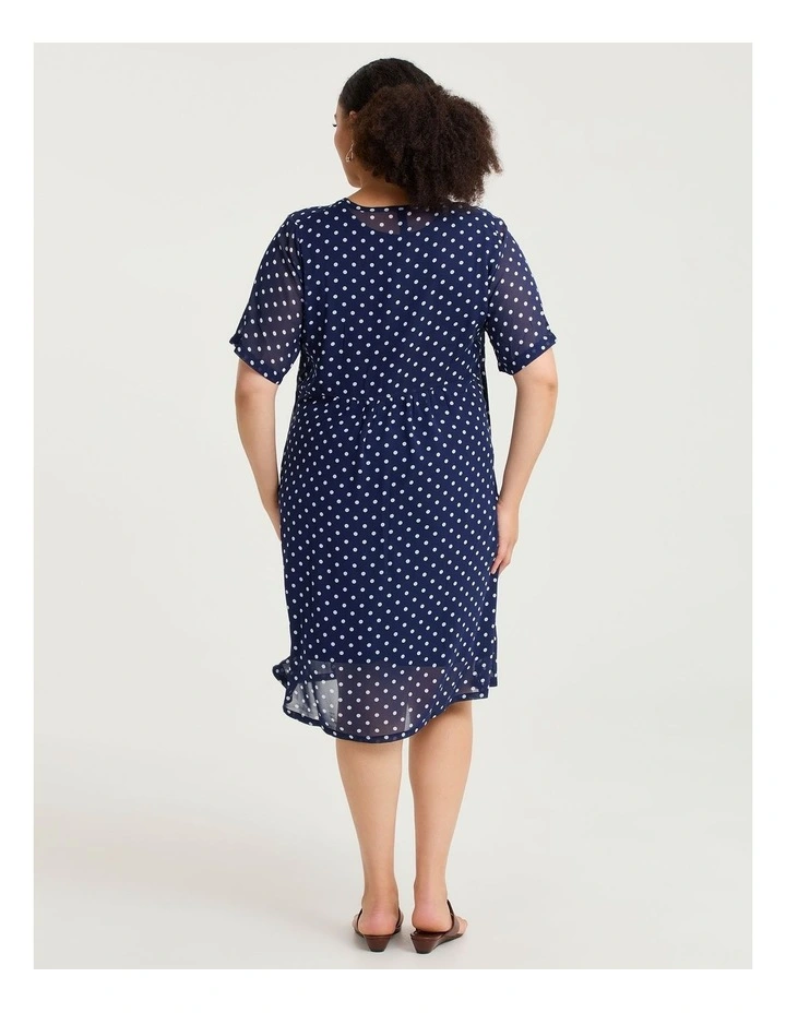 Crushed Empire Line Dress Navy/white image 2
