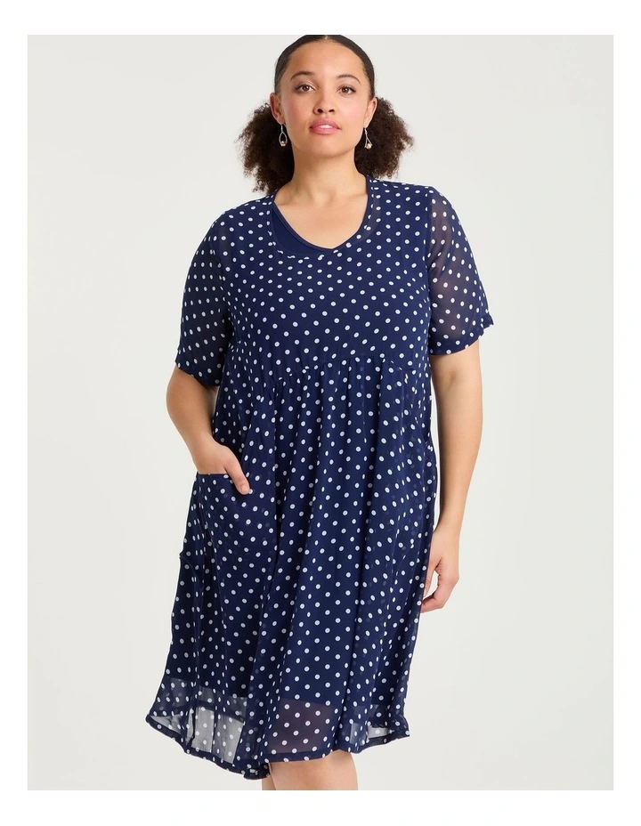 Crushed Empire Line Dress Navy/white image 4