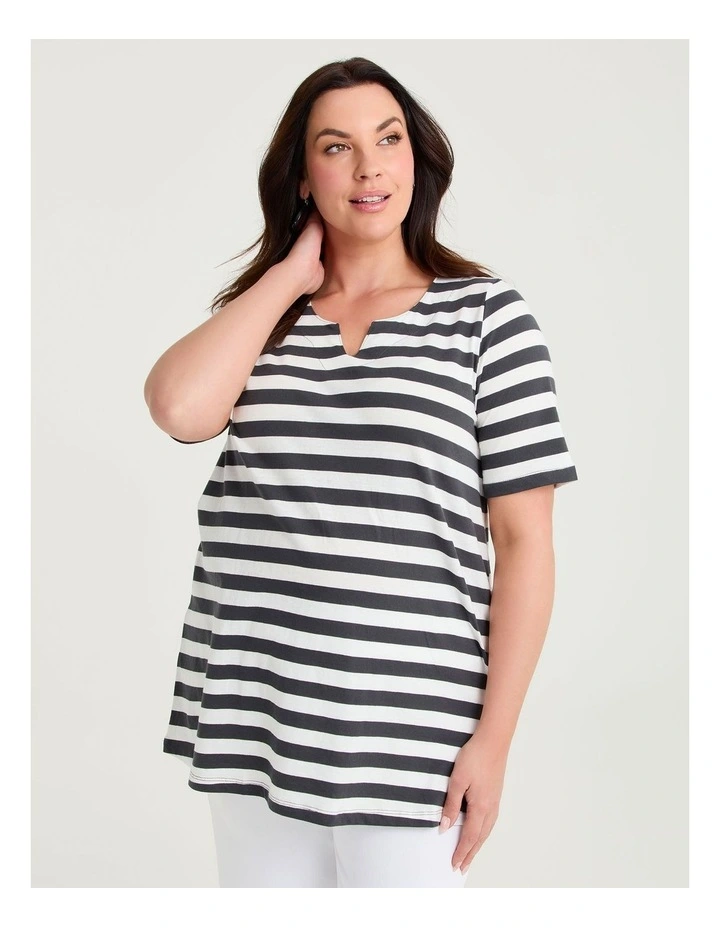 Cotton Notch Neck Top Charcoal/milk image 1