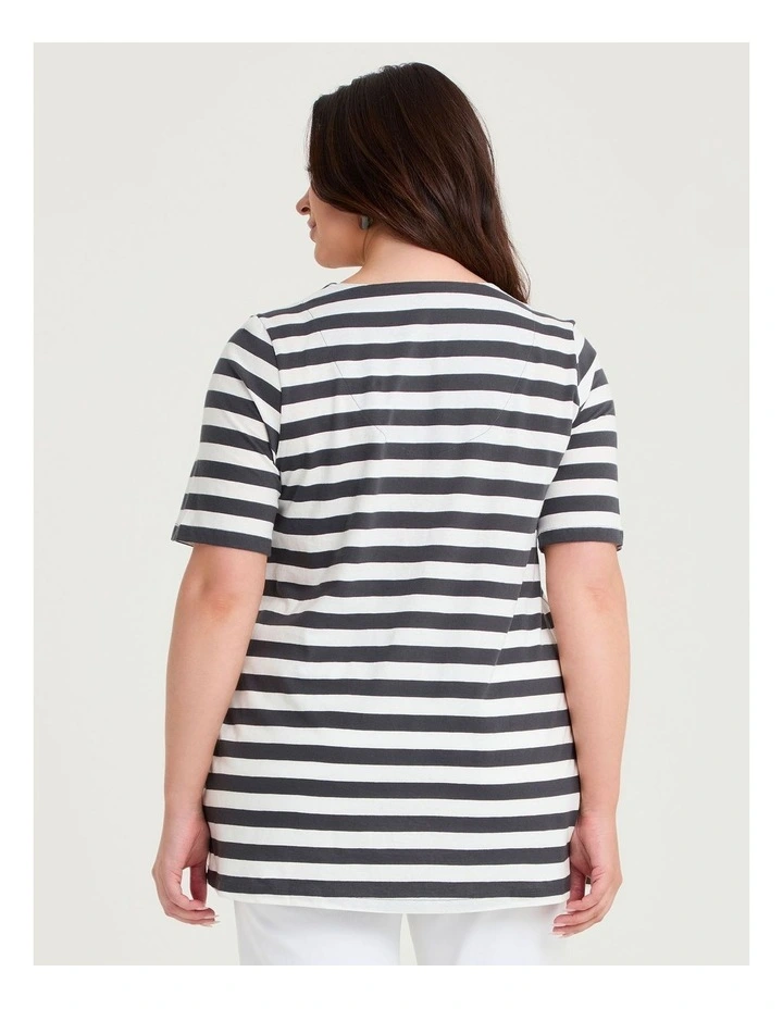 Cotton Notch Neck Top Charcoal/milk image 2