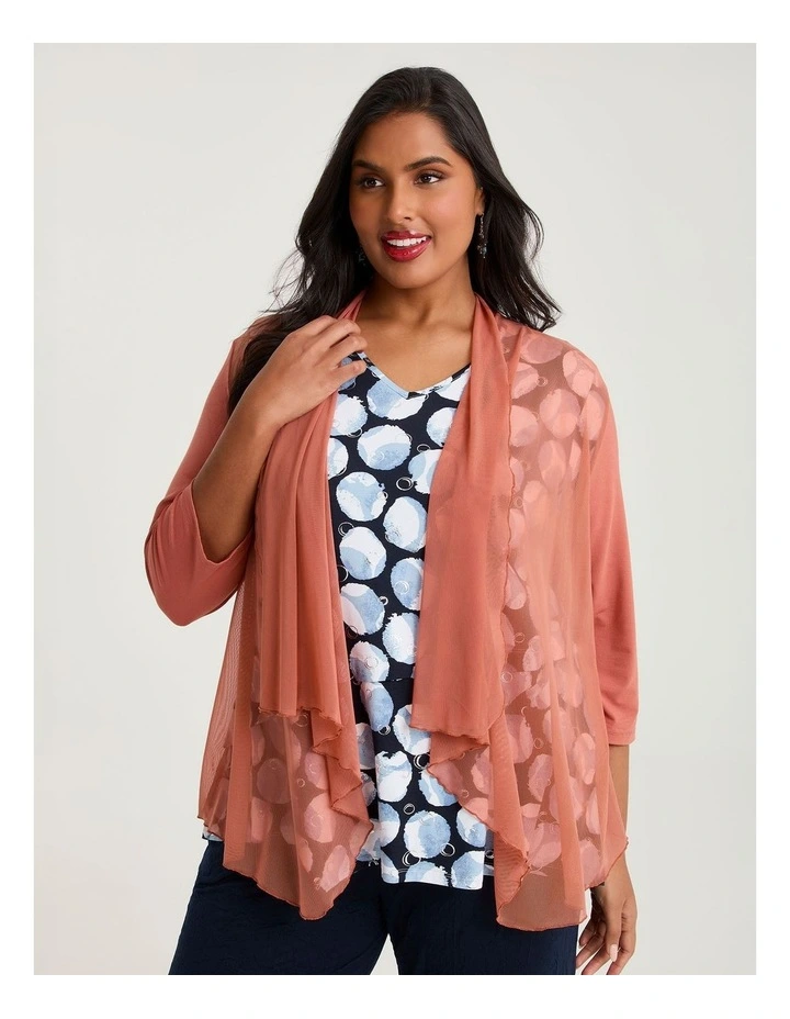 Drape Mesh & Natural Cardigan Spice image 1
