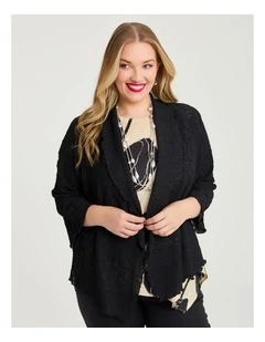 Plisse Chiffon Cardigan in Black