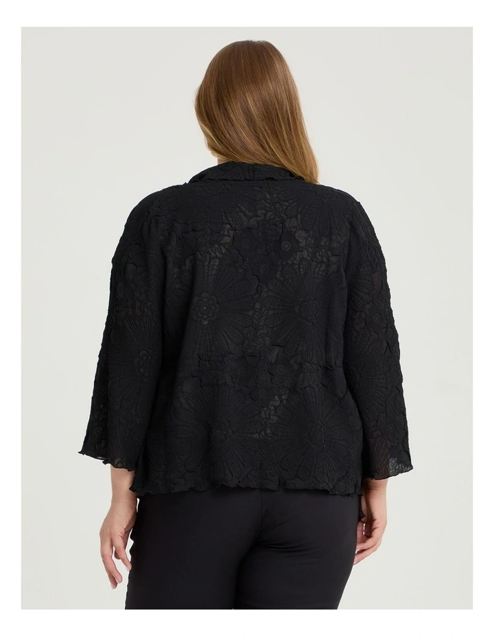 Plisse Chiffon Cardigan in Black image 2