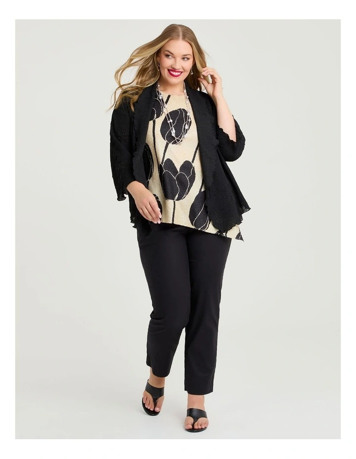 Plisse Chiffon Cardigan in Black image 4