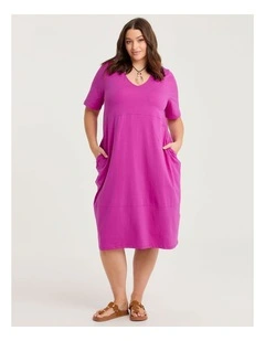 Cotton Talia Short Sleeve V-neck Dress