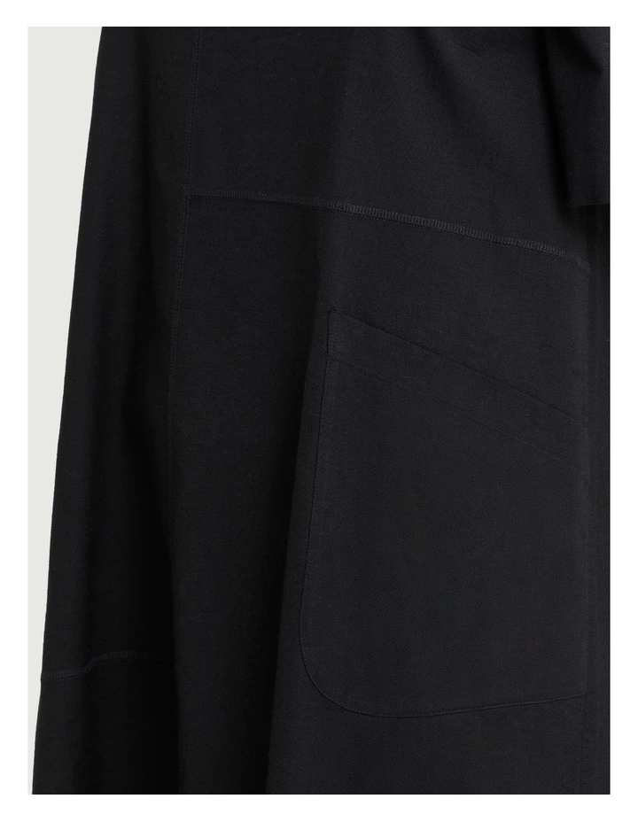 Cotton Linen Spliced Dress in Black image 3