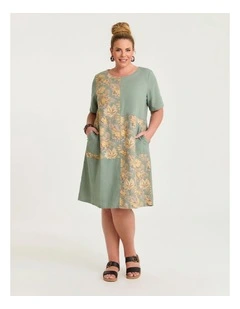 Cotton Linen Spliced Dress Print