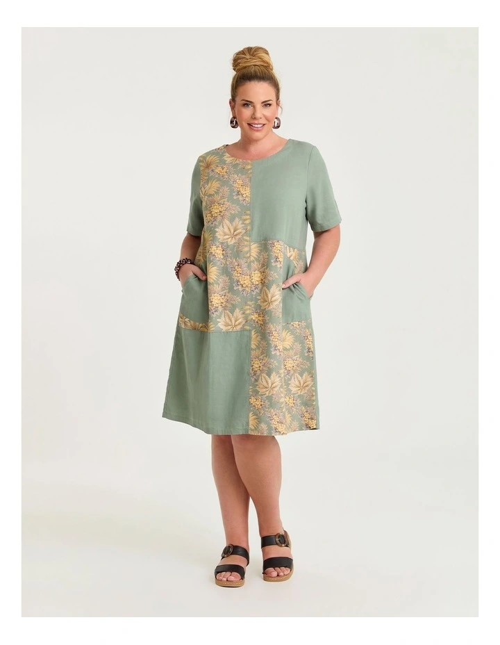 Cotton Linen Spliced Dress Print image 1