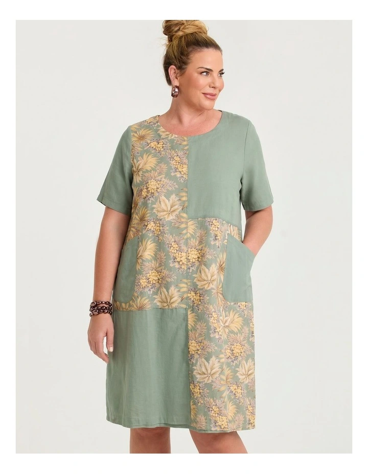 Cotton Linen Spliced Dress Print image 4