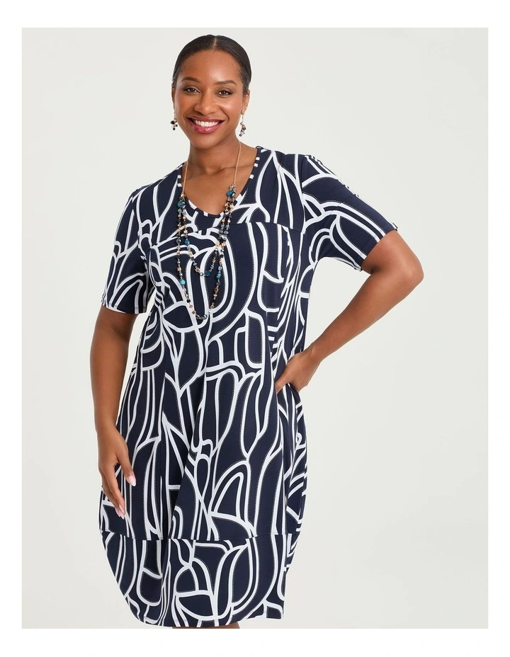 Tulip Luna Dress Dark Indigo Print image 3