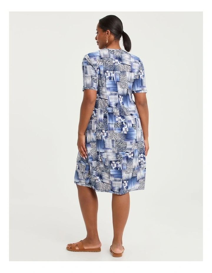 Tulip Luna Dress Blue Beige Print image 2