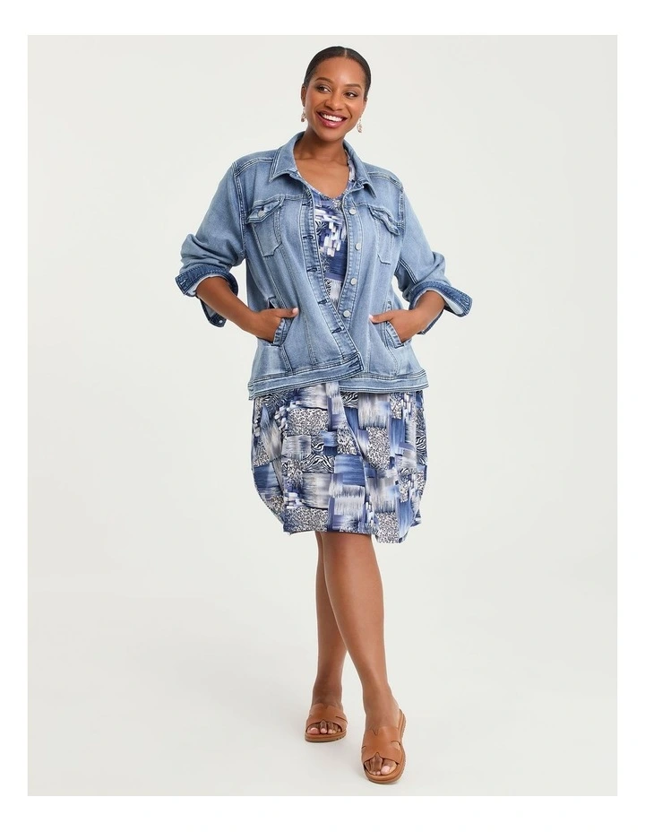 Tulip Luna Dress Blue Beige Print image 4