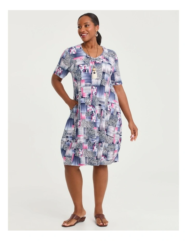 Tulip Luna Dress Blue Pink Print image 1