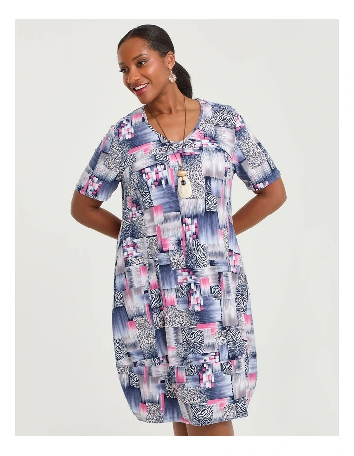 Tulip Luna Dress Blue Pink Print image 3