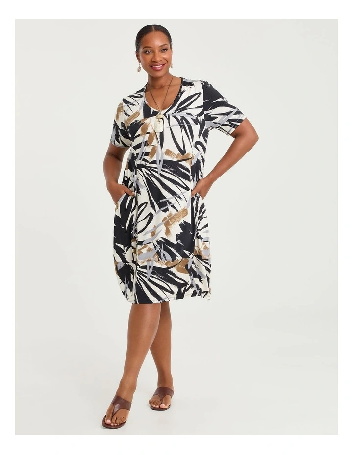 Tulip Luna Dress Black Tan Print image 1