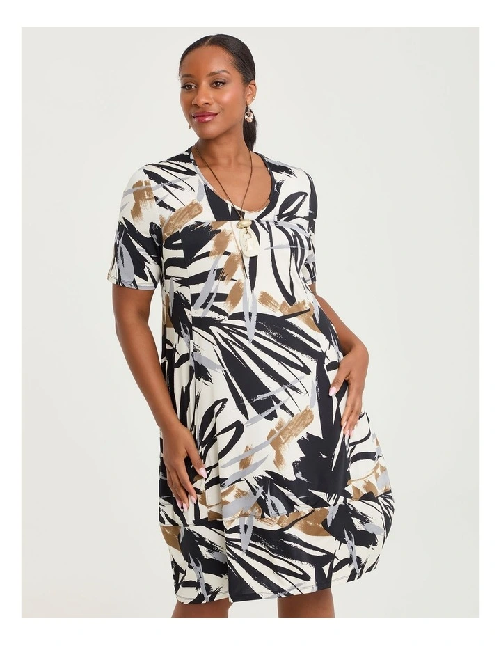 Tulip Luna Dress Black Tan Print image 3