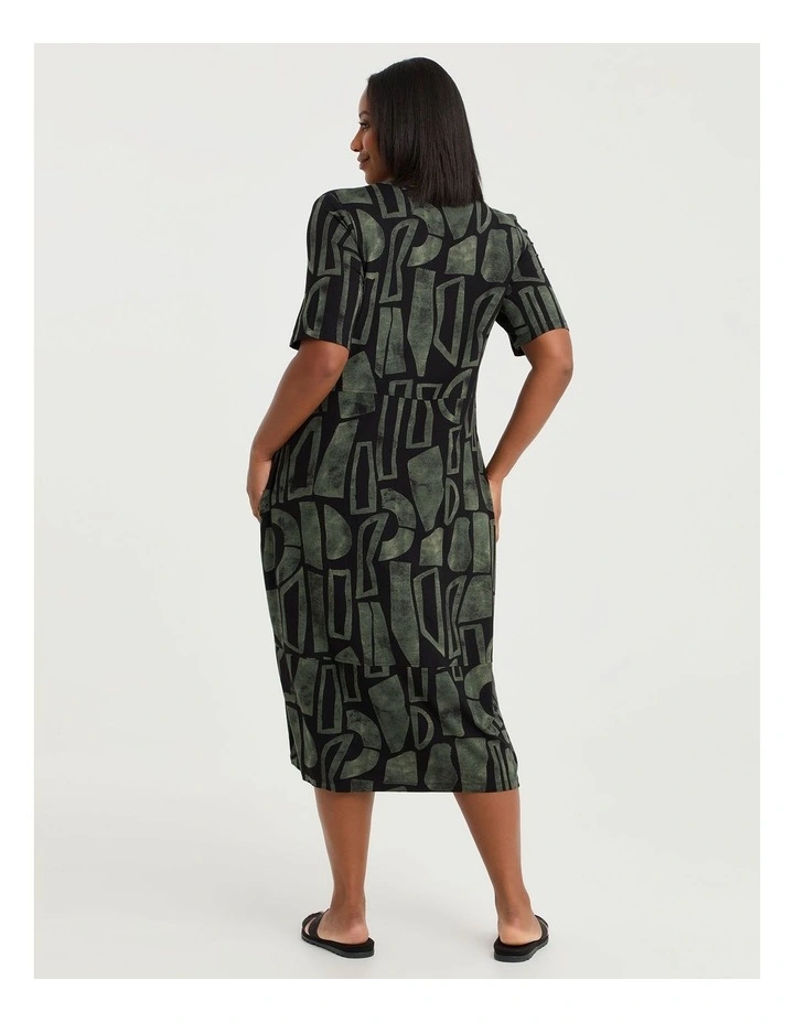 Natural Laura Abstract Dress Black/agave Green image 2