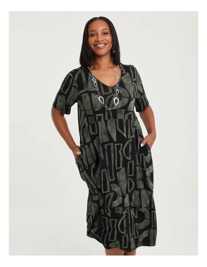 Natural Laura Abstract Dress Black/agave Green image 3