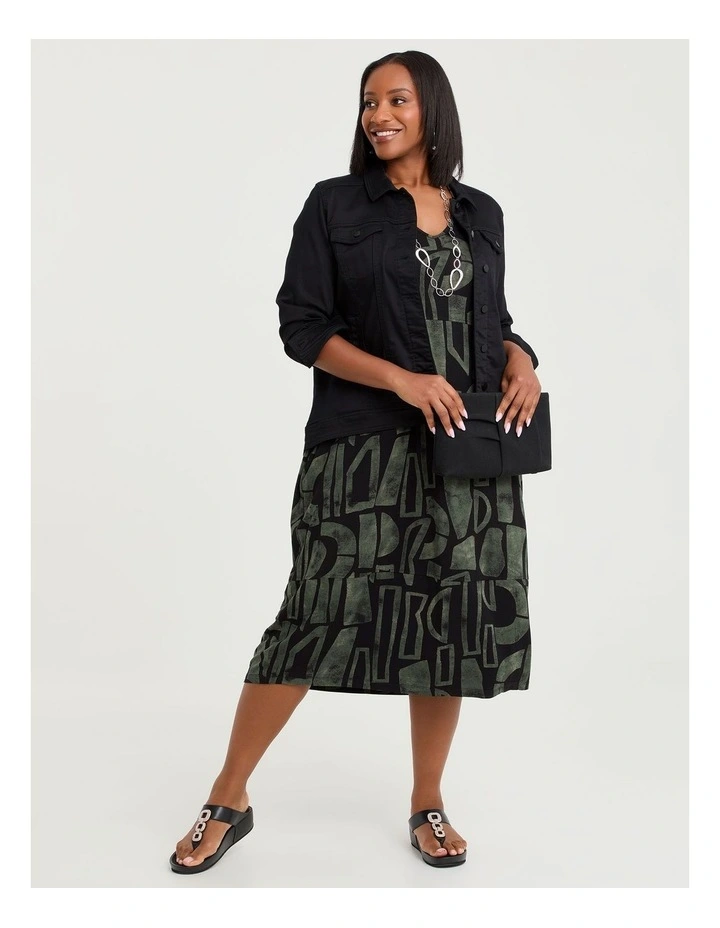 Natural Laura Abstract Dress Black/agave Green image 4