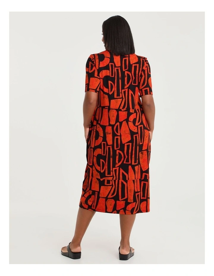Natural Laura Abstract Dress Black/jaffa Orange image 2