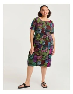 Natural Solana Abstract Dress Print