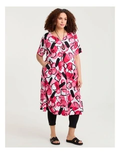 Natural Kira Abstract Midi Dress Print